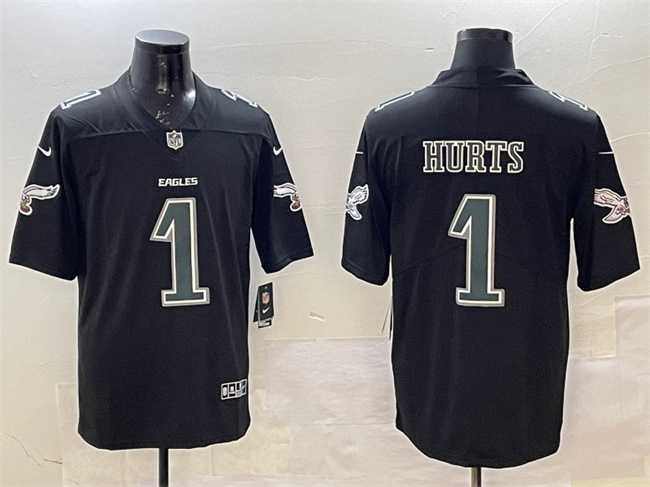 Mens Philadelphia Eagles #1 Jalen Hurts Black Fashion New Vapor Untouchable Limited Stitched Jersey Dzhi